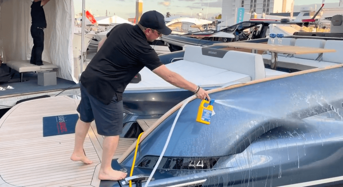 Load video: Armadillo Pro Shield Spray-on Ceramic Coating Environmentally Friendly Marine Ceramic Sealant UV Protection Made in the USA Boat Sealer