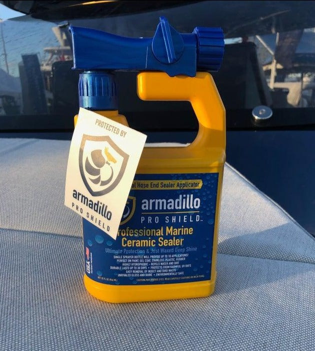 Armadillo Pro Shield Professional Marine Ceramic Sealer Eco-friendly UV Boat Protectant Spray On Wipe Off No More Waxing Made in the USA